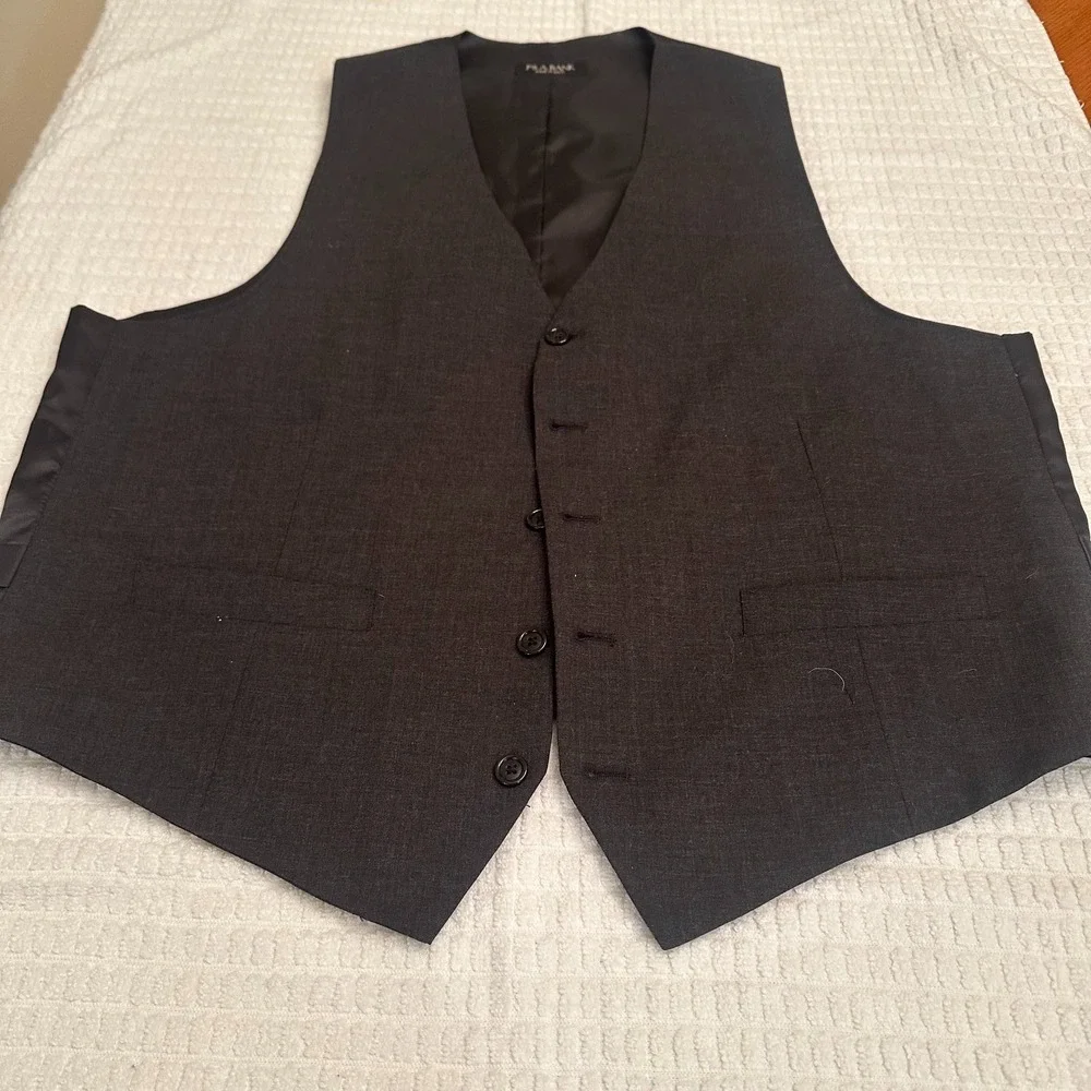 Jos A Bank Suit Vest Mens L Waistcoat Charcoal Gray Formal Wool Peaky Blinders
